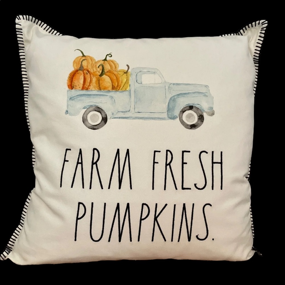 Rae Dunn farm fresh pumpkin Harvest fall Large Pickup Truck Farmhouse pillow